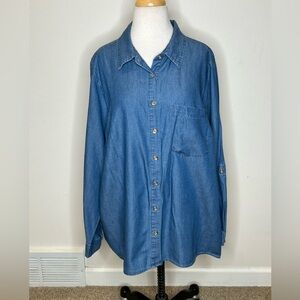 Michael Kors Lyocel Blue Denim Shirt Women's Plus Size 2X